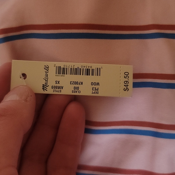 MADEWELL PINK STRIPED BIKINI TOP: NEW WITH TAGS: SIZE XS - Picture 2 of 4